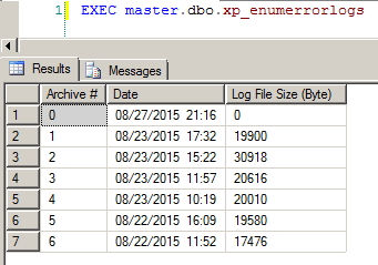 Procedures XP - xp_enumerrorlogs