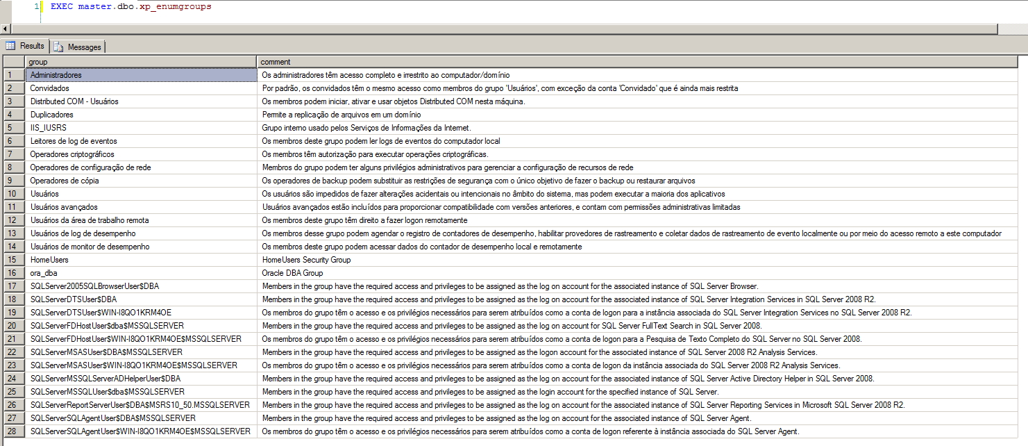 Procedures XP - xp_enumgroups