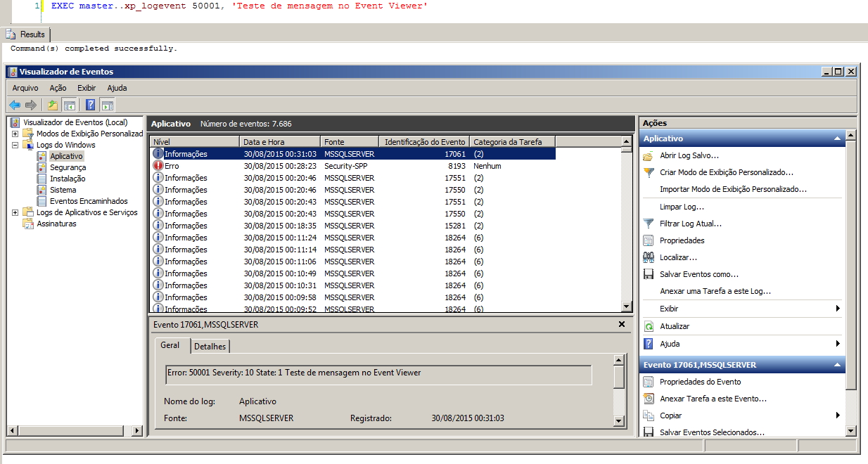 Procedures XP - xp_logevent