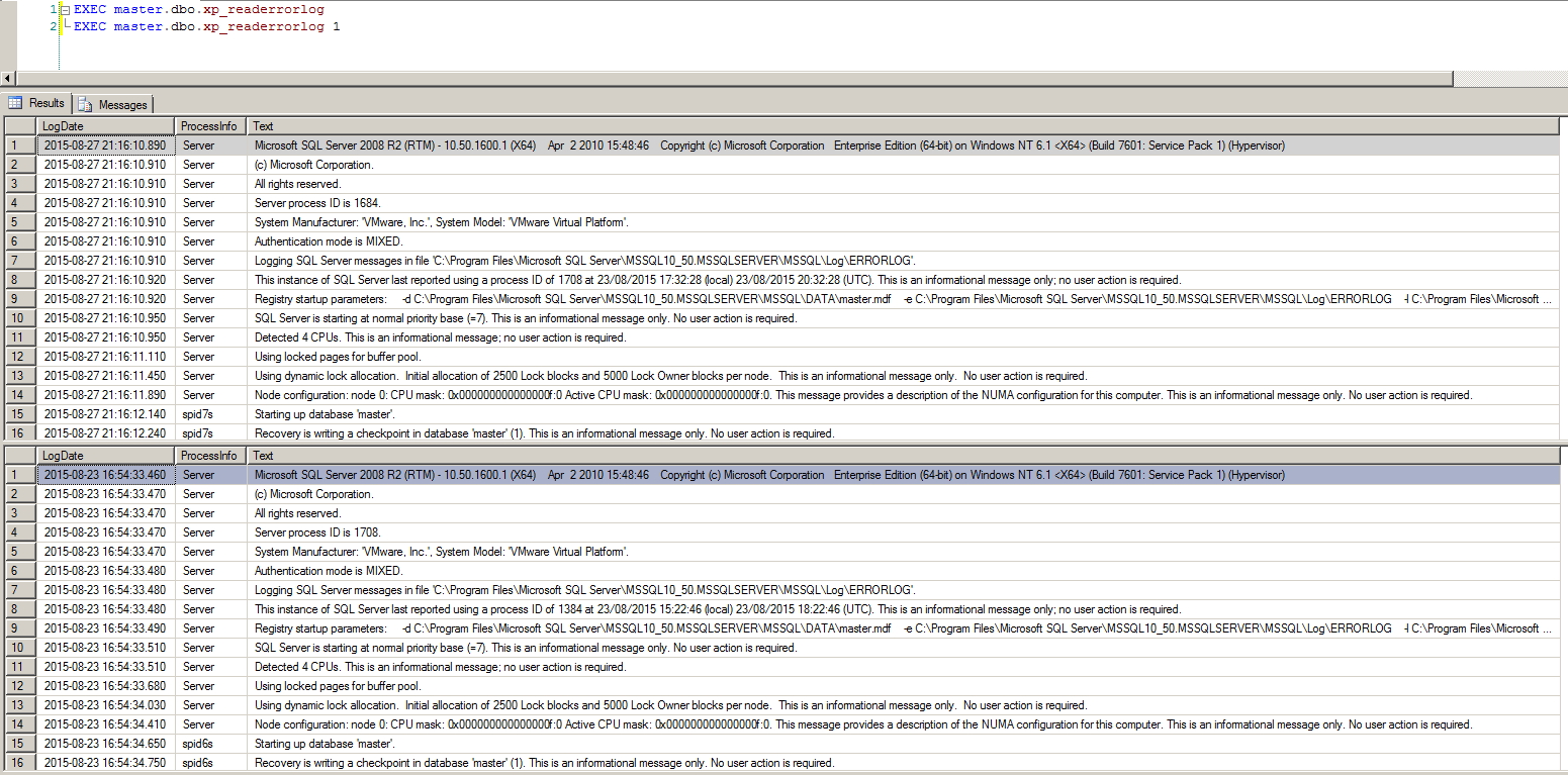 Procedures XP - xp_readerrorlog