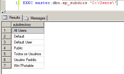XP Procedures - xp_subdirs