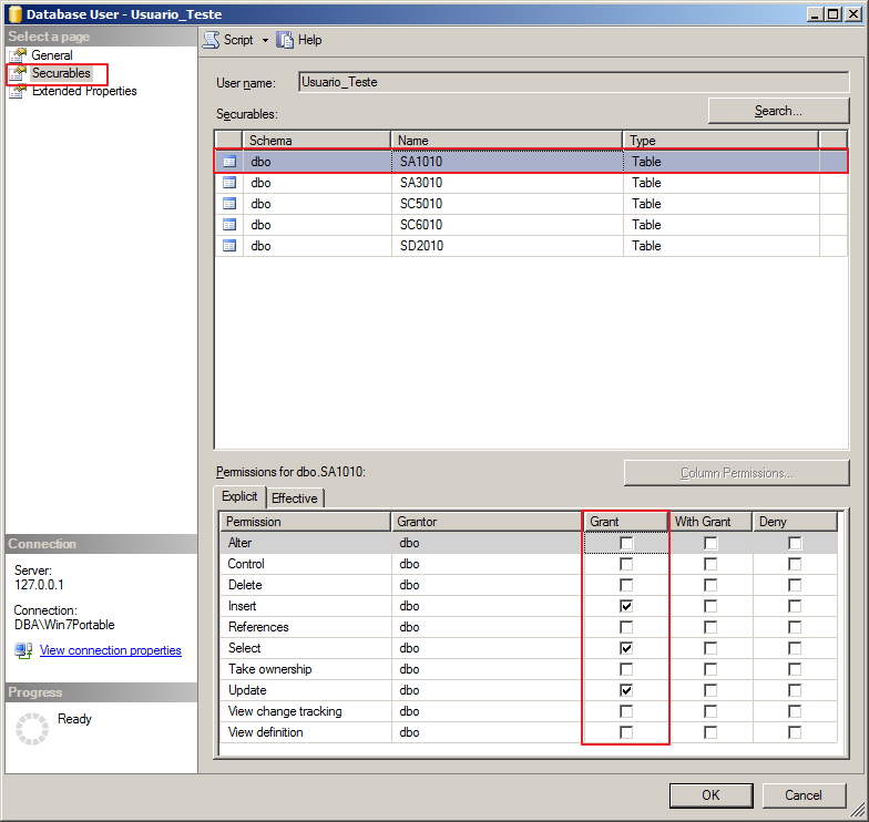 SQL Server - Permissões dos usuários - Interface GUI 2