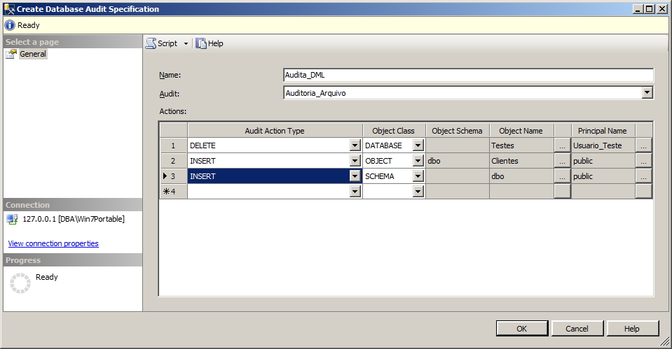 SQL Server Database Audit Specification