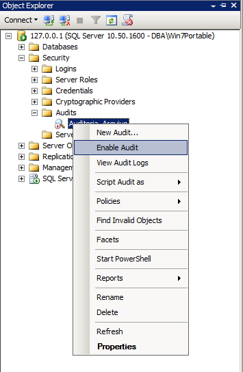 SQL Server - Enable Audit