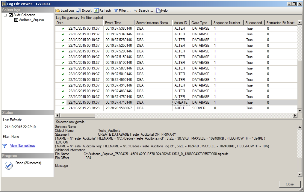 SQL Server - View Audit Logs