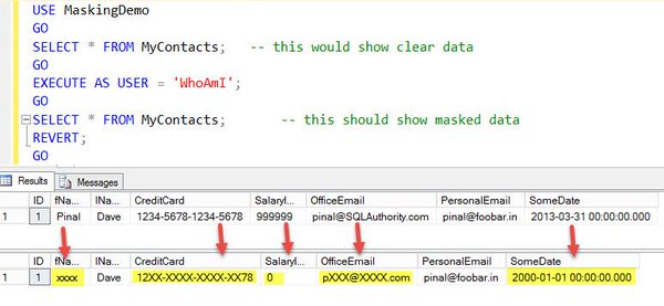 SQL Server 2016 - Dynamic Data Masking 2