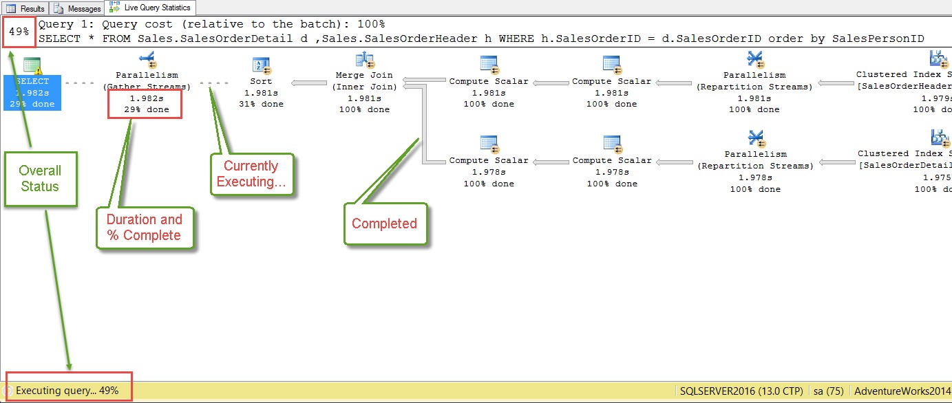 SQL Server 2016 - Live Query Statistics