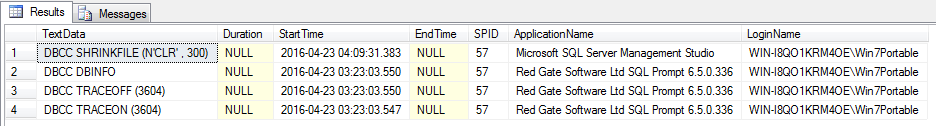 SQL Server - Trace DBCC