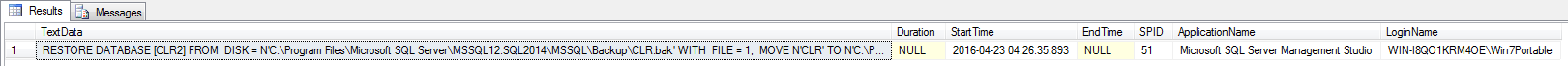 SQL Server - Traces Restore