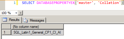 SQL Server - DatabasepropertyEX Collation