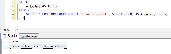 SQL Server - Import text txt file openrowset bulk