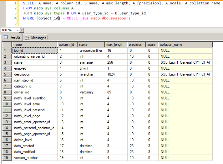 SQL Server - sys.columns collation compatibility level