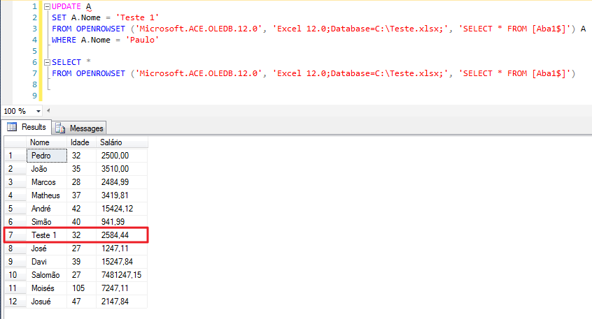 SQL Server - How to update data in Excel spreadsheet from database