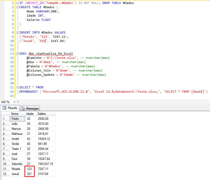 SQL Server - How to update data in Excel spreadsheet from database3