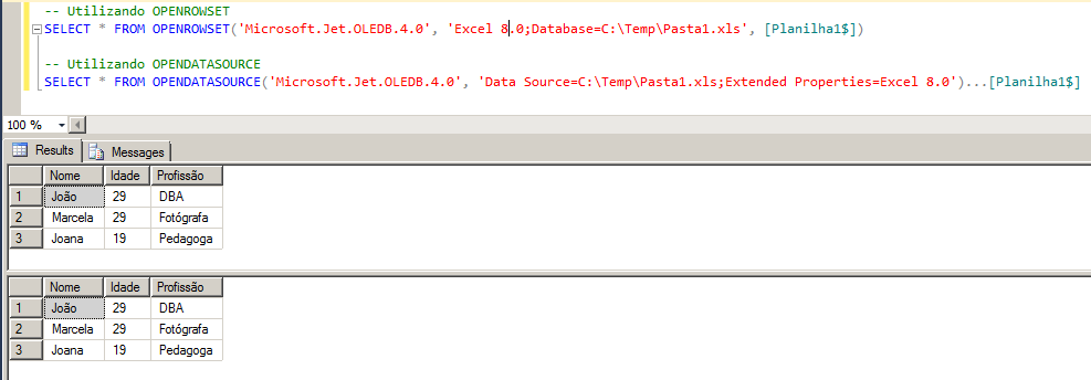 SQL Server - Microsoft.JET.OLEDB.4.0 OPENROWSET OPENDATASOURCE