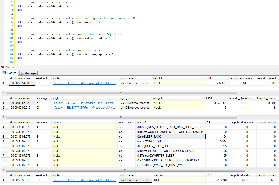 SQL Server - sp_WhoIsActive show_own_pid show_system_spids show_sleeping_spids