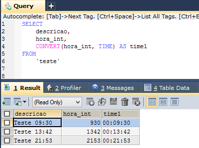 MySQL Convert Time Int 2