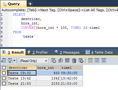 MySQL Convert Time Int 3