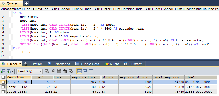 MySQL Convert Time Int 4