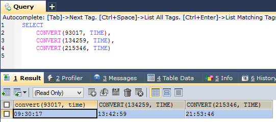 MySQL Convert Time Int 5