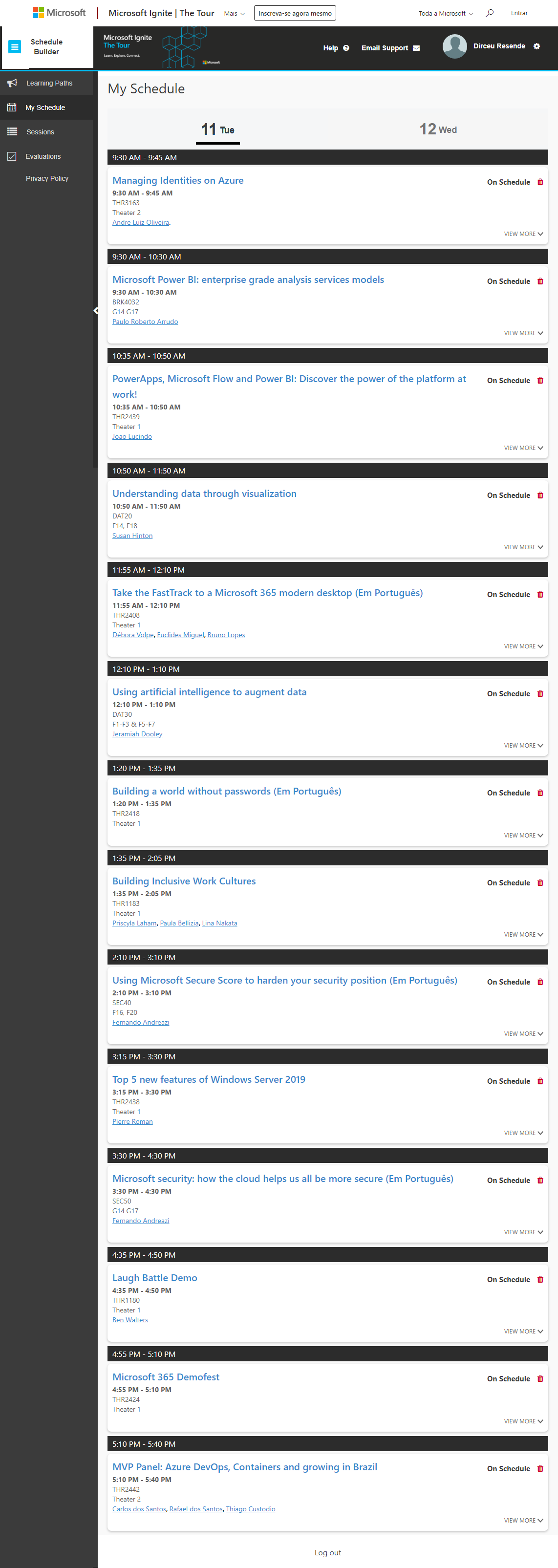 Microsoft Ignite The Tour 2018 - São Paulo - Minha Agenda - Dia 11